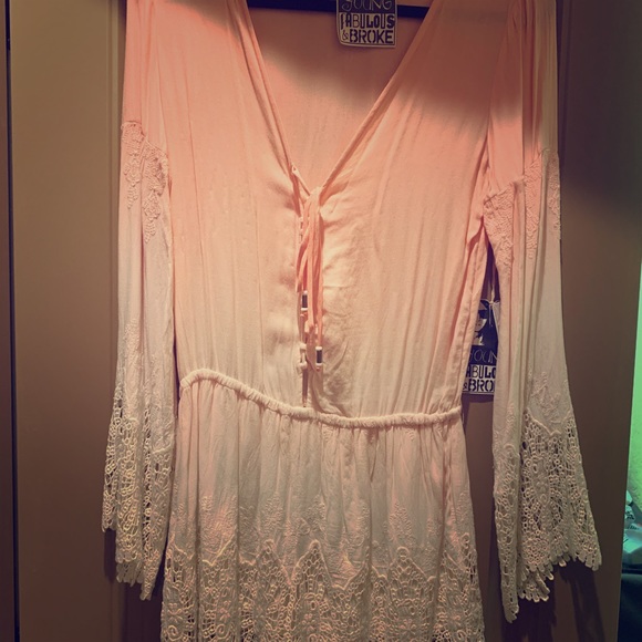 Ombré Elegant Lace Embroidered Long Sleeved Romper - Picture 9 of 15